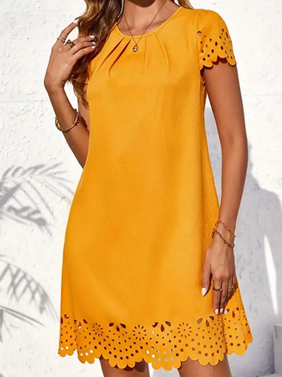 Damen Minikleid schwarzes kleid Casual kleid Basic Brautkleider schlicht Urlaub Täglich Regular Fit Glatt Kurzarm Rundhalsausschnitt Schwarz Gelb Rosa Blau Sommer 2025 - $24.99 –P6
