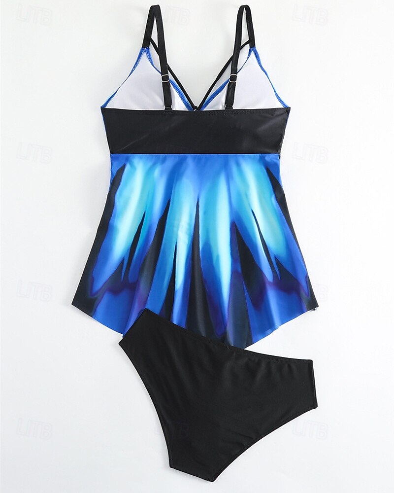 Dames Tankini Tweedelig zwempak V-hals Zwemkleding Zwemkleding Zwart / Wit Wit Ademend Sneldrogend Lichtgewicht Mouwloos - Zwemmen Surfen Strand Zomer Lente Grote maten 2025 - $25.99 –P9
