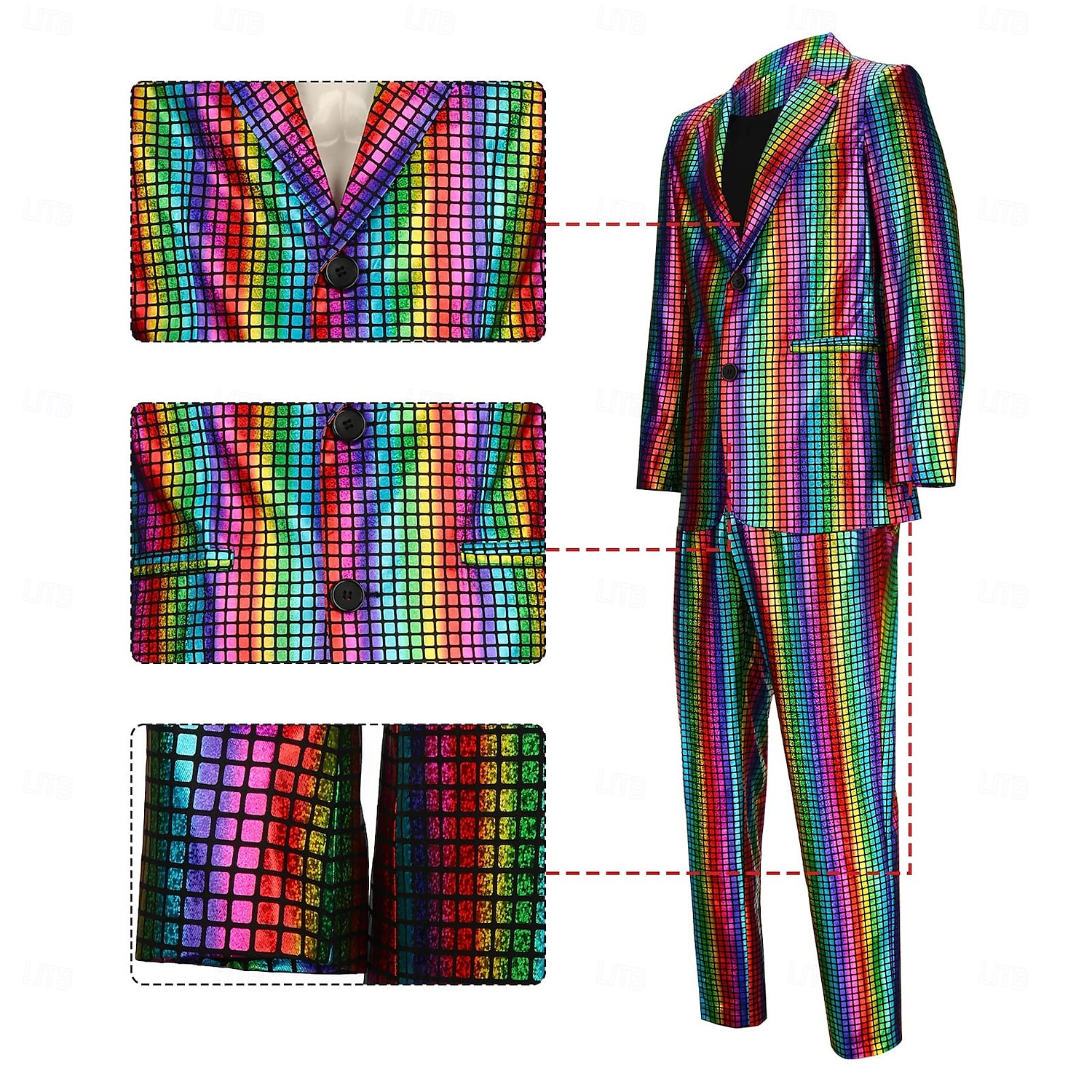 disco 1980erne Bukser Drakter Dresser & Blazere Disk Paljetter Herre Karnevalskostyme Maskerade Ytelse Fest Klubb Voksne Frakk Bukser Alle årstider 2025 - $57.99 –P3