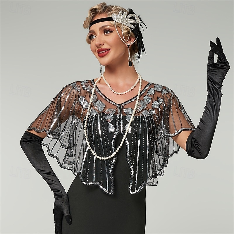 SWEETV Women's 1920s Shawl Wraps,Sequin Beaded Flapper Evening Shawls for women formal/Party/Wedding/Formal/Harlem night 2025 - $19.49 –P10