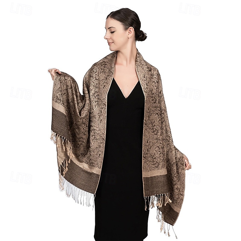 Écharpe châle pashmina en cachemire soyeux Vimate - Écharpe pashmina jacquard double face douce pour femme pour robe de soirée châle de voyage de 2025 ? $26.99 –P33