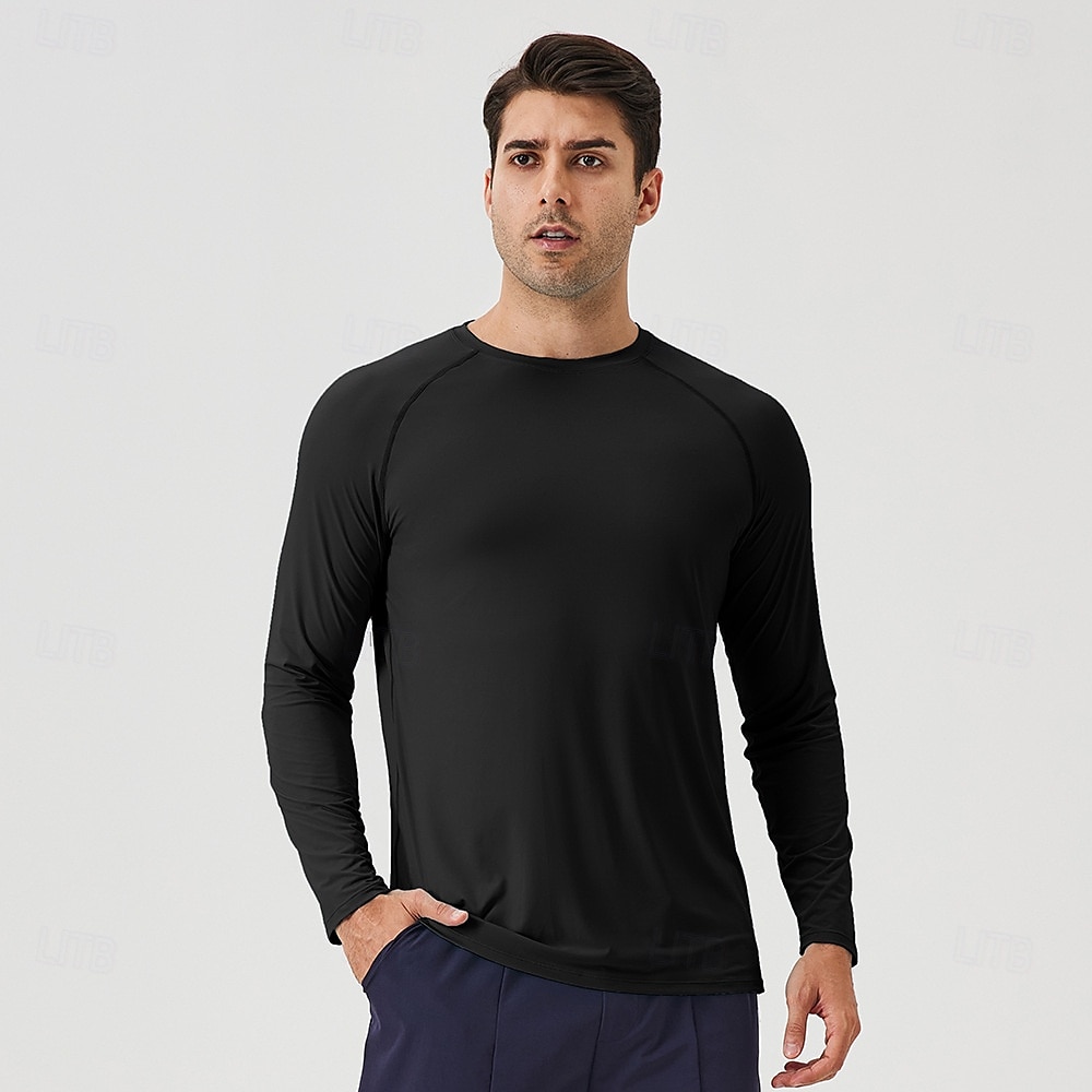 Men's Sun Protection T-shirts Tee Long Sleeve Crew Neck Summer Spring Solid Color Active Crewneck Sports & Outdoor Fishing Light Blue Black White Top Tee for Men 2025 - $22.99 –P9