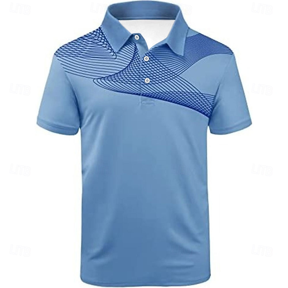 Voor heren Gestreept Sport Poloshirts Golfshirt Korte mouw Poloshirt Overhemden met kraag Casual Sportkleding Vakantiekleding Knop 3D-afdrukken Zwart En Rood Zwart / Wit Zwart 2026 - $23.99 –P15