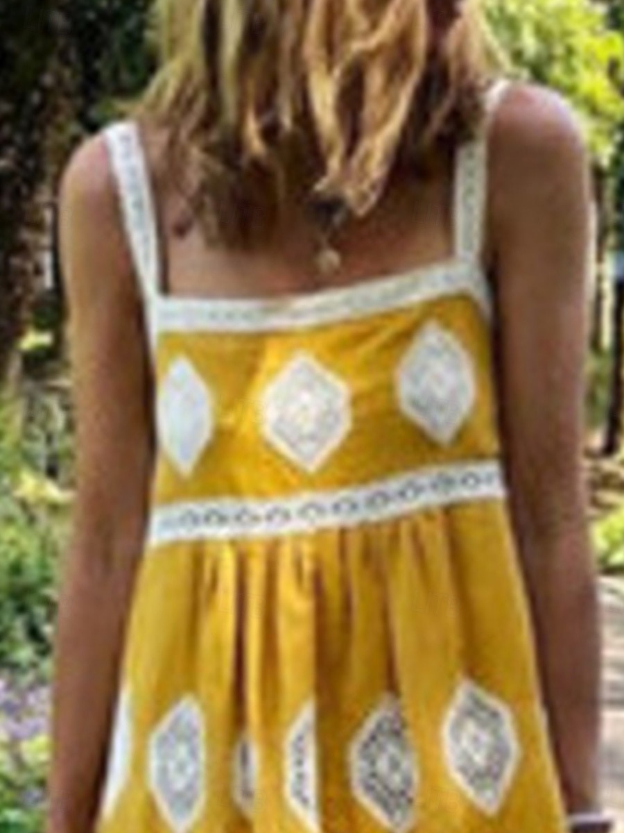 Women's Maxi Dress Casual Dress Boho Chic Dresses Boho Dress Bohemia Cute Stylish Vacation Daily Beach Loose Fit Graphic Sleeveless Square Neck Yellow Red Green Summer 2026 - $31.99 –P4