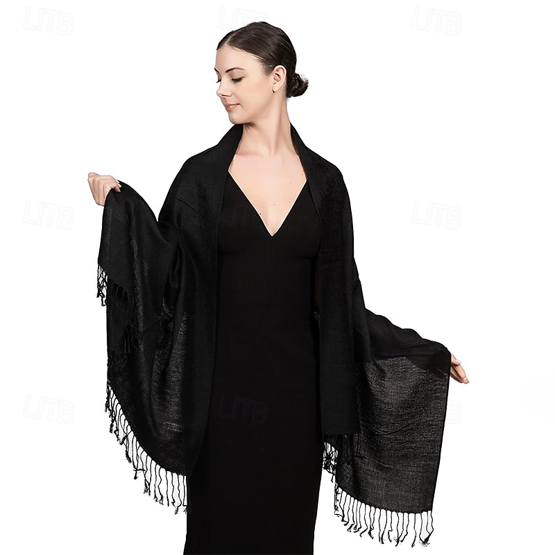 Écharpe châle pashmina en cachemire soyeux Vimate - Écharpe pashmina jacquard double face douce pour femme pour robe de soirée châle de voyage de 2025 ? $26.99 –P27