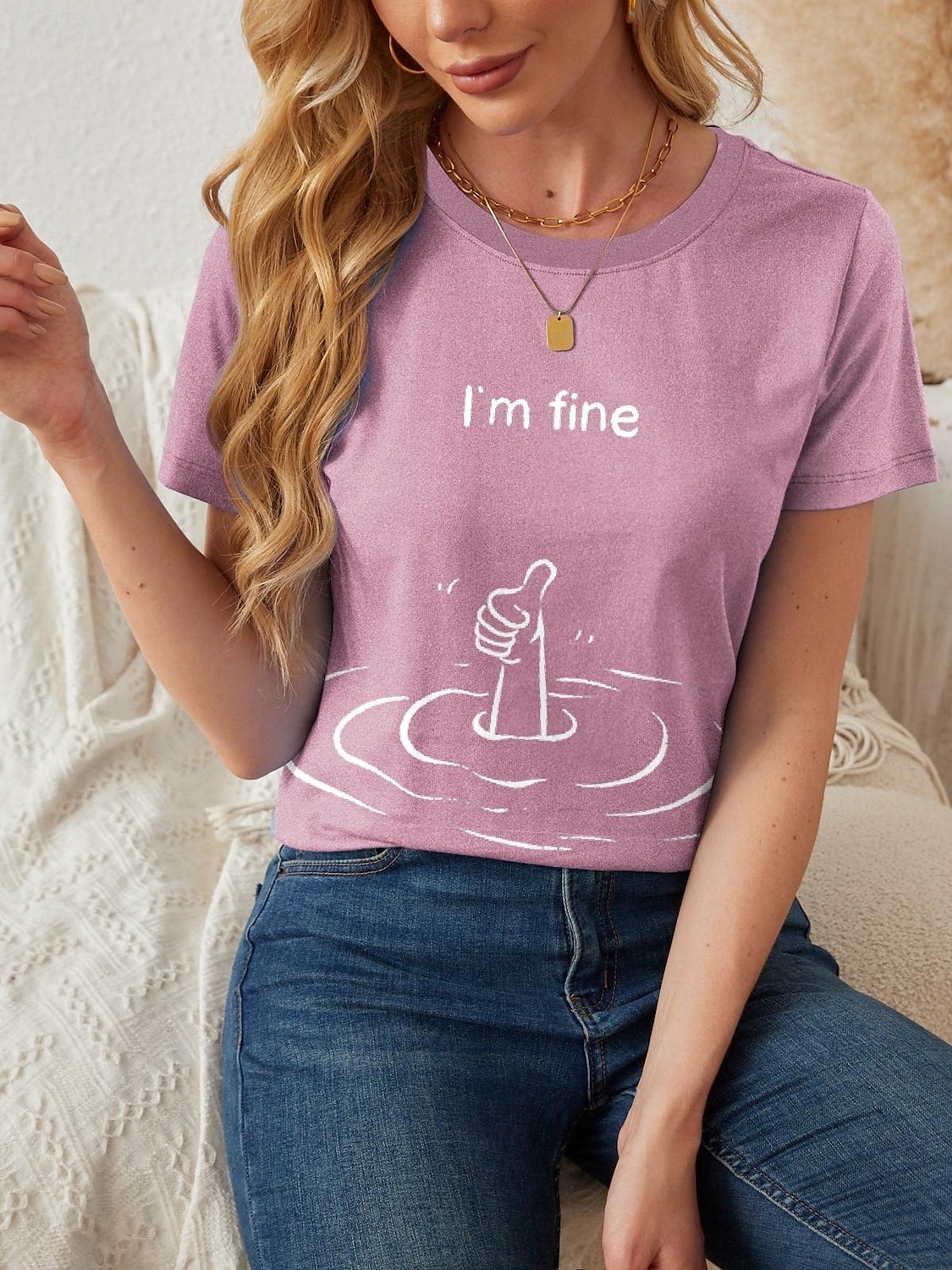 Pentru femei Tricou Scrisă Casual Manșon scurt Rotund Topuri obișnuite Zilnic Imprimeu Roz Îmbujorat Roșu-aprins Albastru piscină Vară 2025 - $21.99 –P3