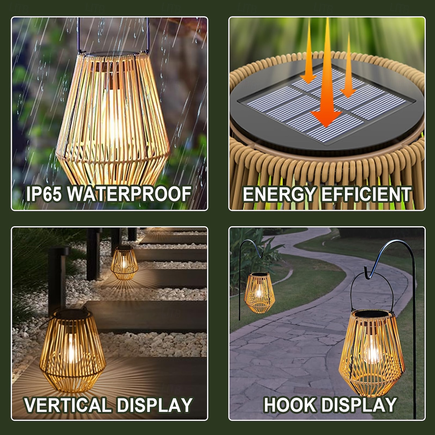 1 st. buitenzonne-energie imitatie bamboe weven Chinese lantaarn tuin gazon pad hek decoratie verlichting sfeer licht 2025 - $35.99 –P3