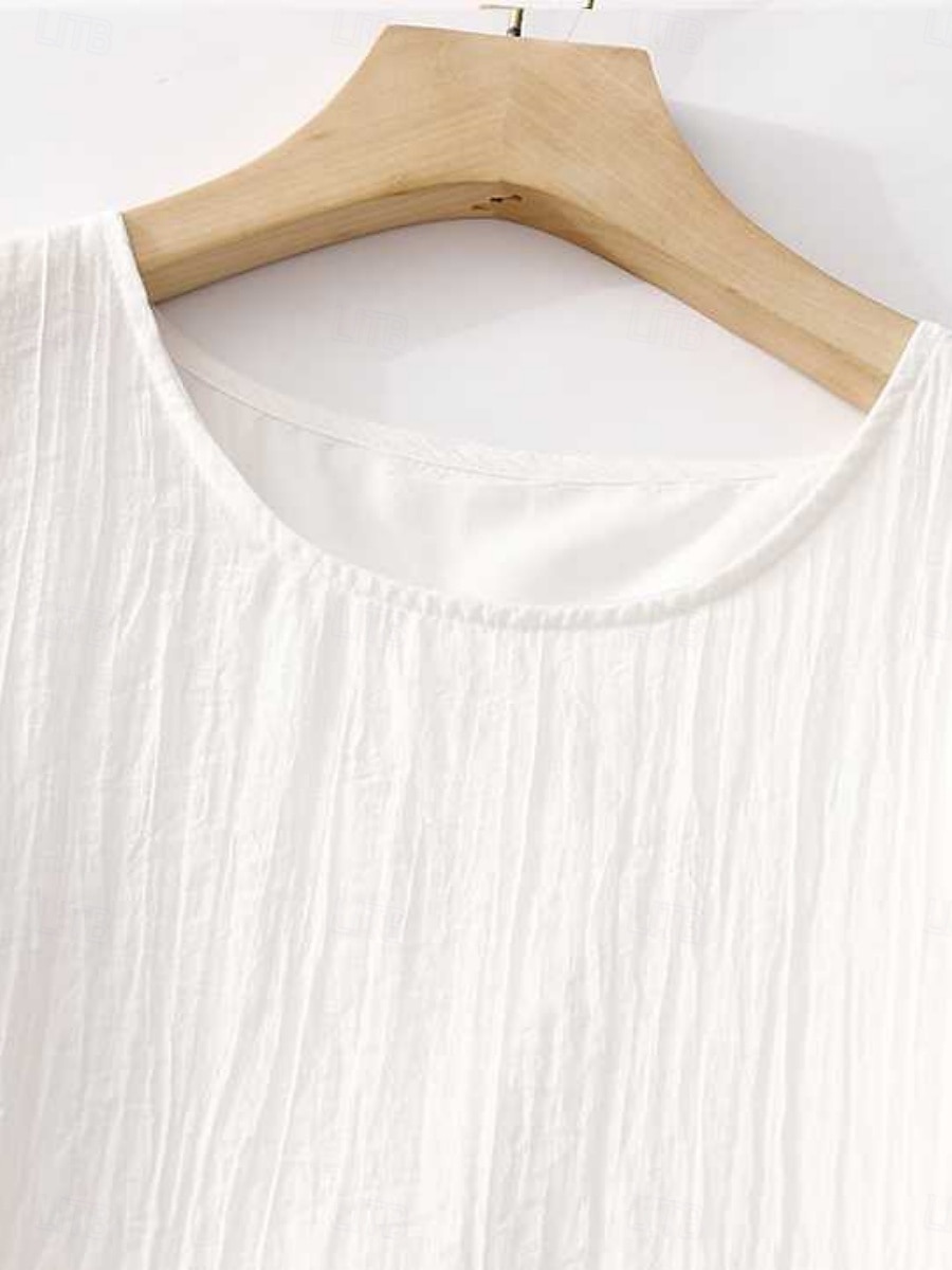 Per donna Abito maxi Abiti in cotone e lino Vestito Casual Vestito a ruota Abito lungo in cotone Essenziale Casual Vacanza Quotidiano Vestibilità regolare Floreale Mezza Manica Girocollo Bianco Verde del 2025 a $36.99 –P7
