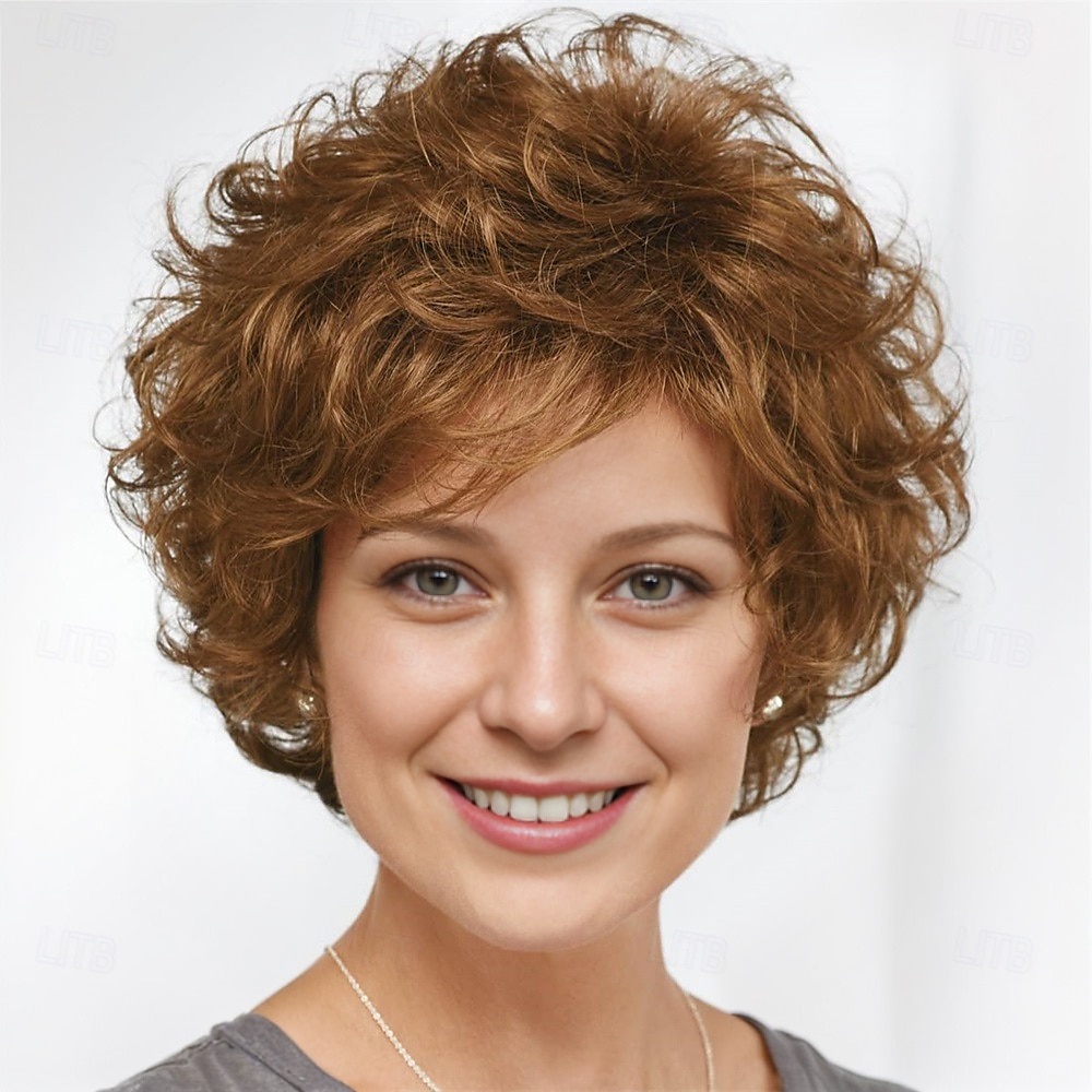 parrucca Whisperlite, corti, con strati ricchi di volume di morbide onde piumate/sfumature multitonali di biondo argento, marrone e rosso del 2025 a $20.99 –P5