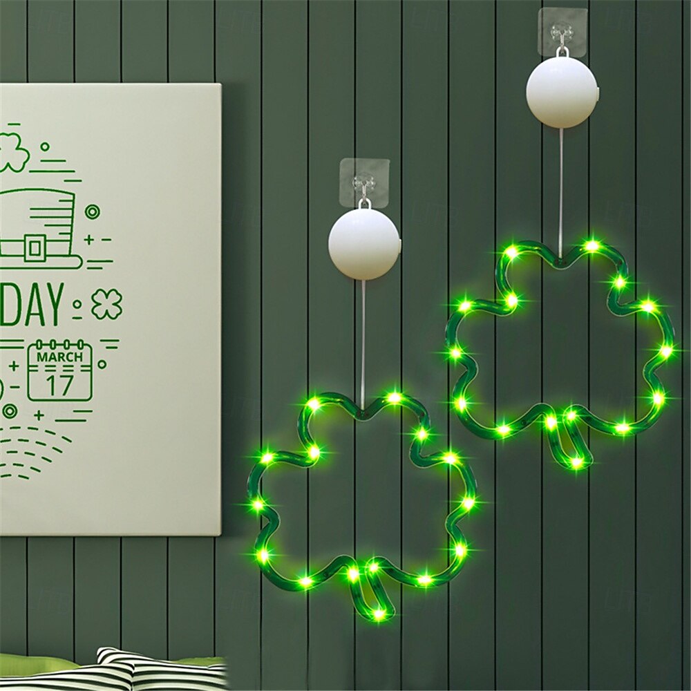 st.patrick's day three leaf clover LED dekorativt lys - kreativt hengende tilbehør feriefestdekorasjon, lite nattlys for stue, soverom eller festlige anledninger 1 stk. 2025 - $15.99 –P5
