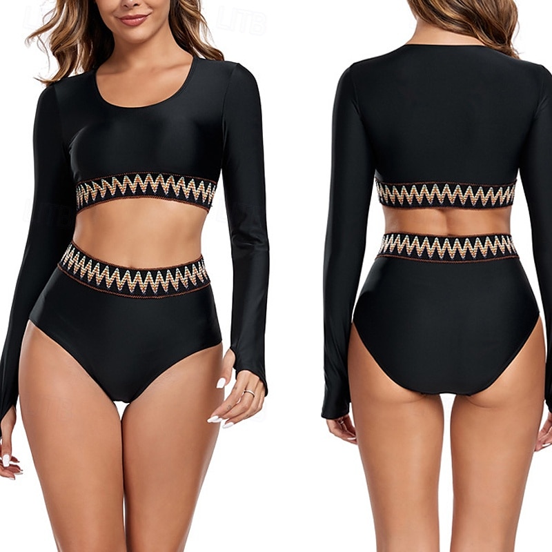 Femme Anti UV Maillot de bain Maillot De Bain Deux Pièces Protection solaire UV Poids Léger manche longue Maillots de Bain Maillot de bain 2 Pièces Natation Surf Plage Sports nautiques Couleur Pleine de 2025 ? $18.39 –P1
