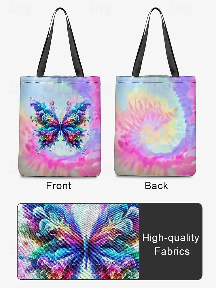 Grote damestas met kleurrijke vlinderprint – bohemian-stijl, duurzame stof, ideaal voor winkelen, reizen of casual gebruik 2025 - $14.99 –P7