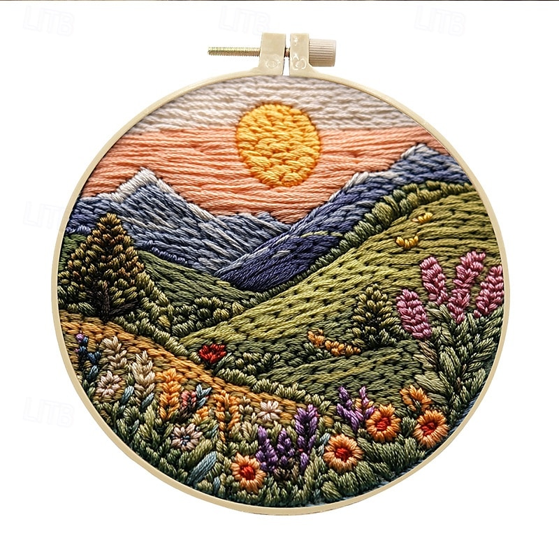Embroidery Kit for Beginners,Cross Stitch Needlepoint Kits for Adults Starter Easy Snowy Mountain Pattern Fabric Hand Crafts,Hoops,Needle,Women DIY Hanging Plants,Sewing Hobby 2025 - $6.49 –P8