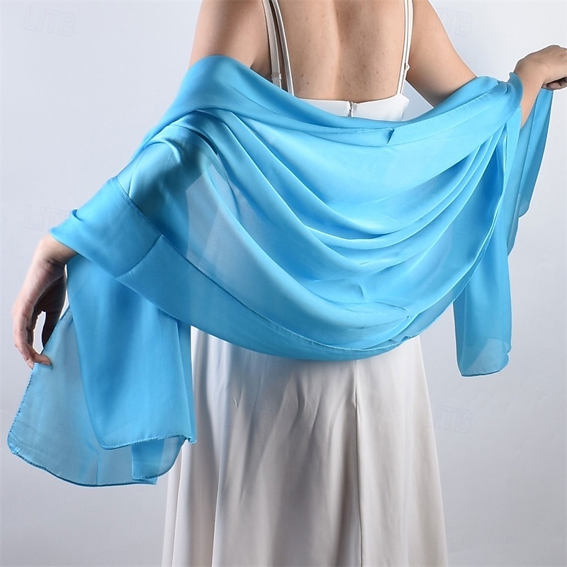 sjal wraps för kvinnor bröllopskväll chiffong mjuka sjalar för bröllop gäst brudscarf 2025 - $17.49 –P14