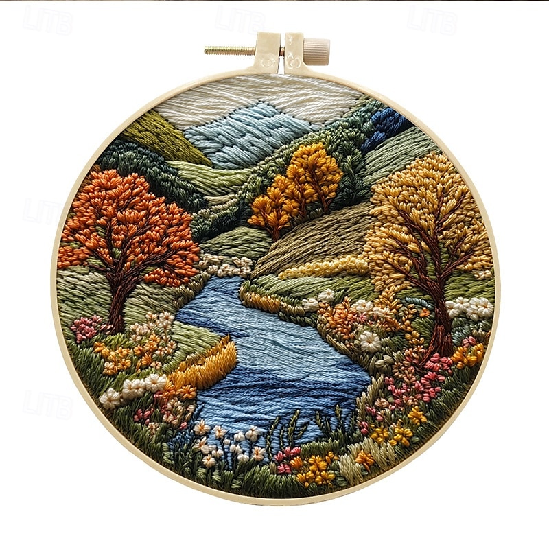 Embroidery Kit for Beginners,Cross Stitch Needlepoint Kits for Adults Starter Easy Snowy Mountain Pattern Fabric Hand Crafts,Hoops,Needle,Women DIY Hanging Plants,Sewing Hobby 2025 - $6.49 –P13
