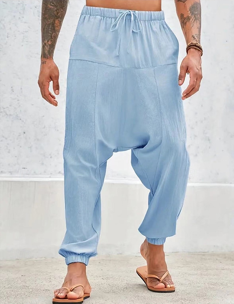 Per uomo Pantaloni di lino Pantaloni Pantaloni estivi Pantaloni larghi Pantaloni stile harem A cordoncino Vita elastica Liscio Comfort Traspirante Lunghezza intera Yoga Giornaliero Per eventi Di del 2025 a $25.99 –P1