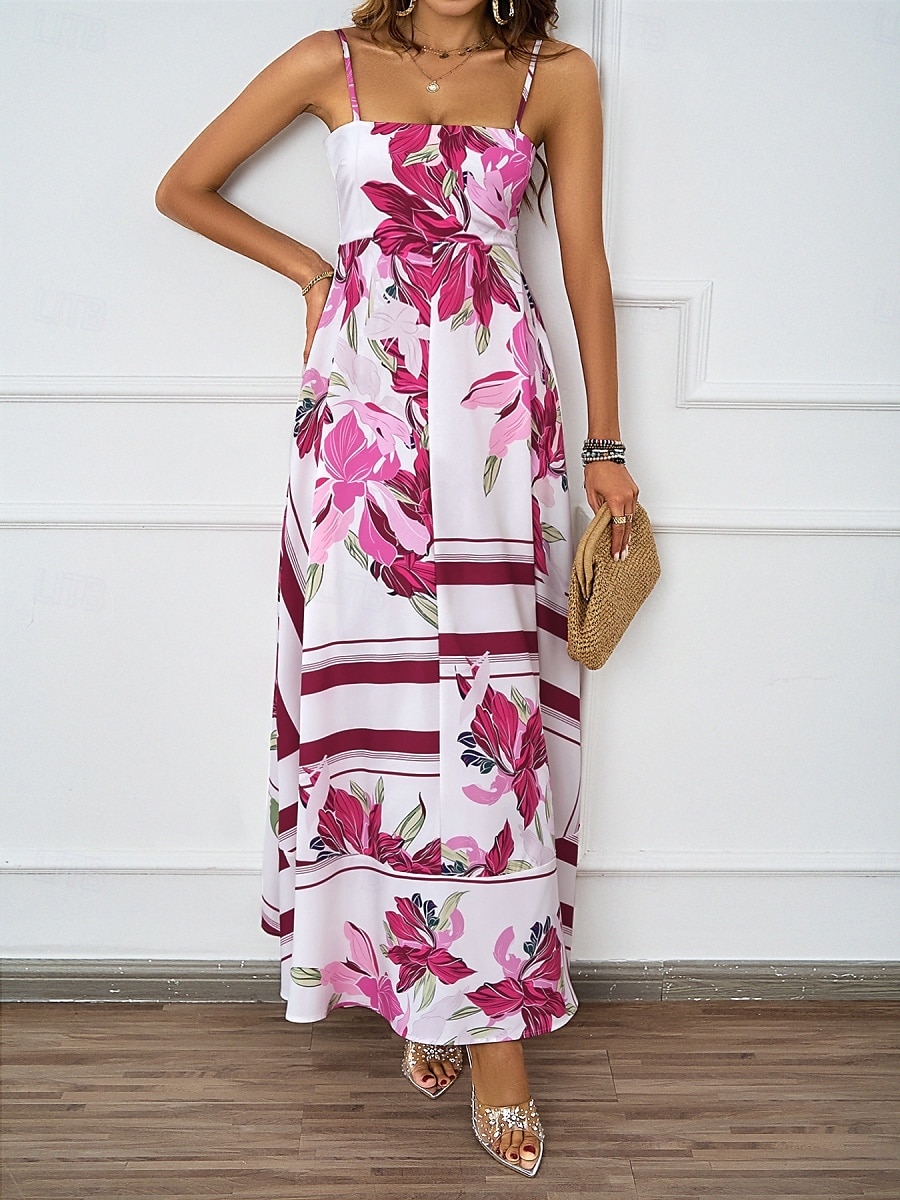 Per donna Vestito maxi Abito casual Abiti Boho Chic Boemia stile sveglio Moda Da mare Giornaliero Spiaggia Morbido Floreale Fantasia geometrica Senza maniche Con bretelline Blu Fucsia Estate del 2025 a $31.99 –P5