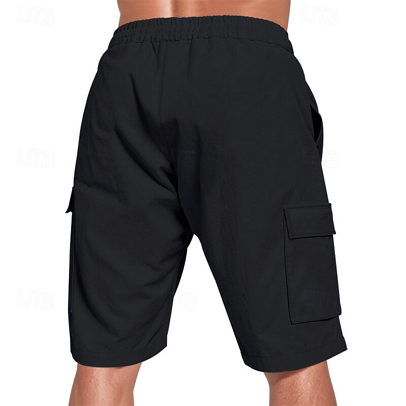 Men's Linen Shorts Summer Shorts Beach Shorts Pocket Drawstring Elastic Waist Plain Comfort Breathable Short Vacation Holiday Beach Hawaiian Boho Black White 2025 - $18.99 –P16