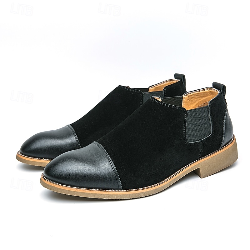 Men's Tan Chelsea Boots with Faux Leather and Suede Upper – Slip-On Elastic Design, Casual and Comfortable for Daily Wear or Semi-Formal Occasions 2025 - $46.99 –P3