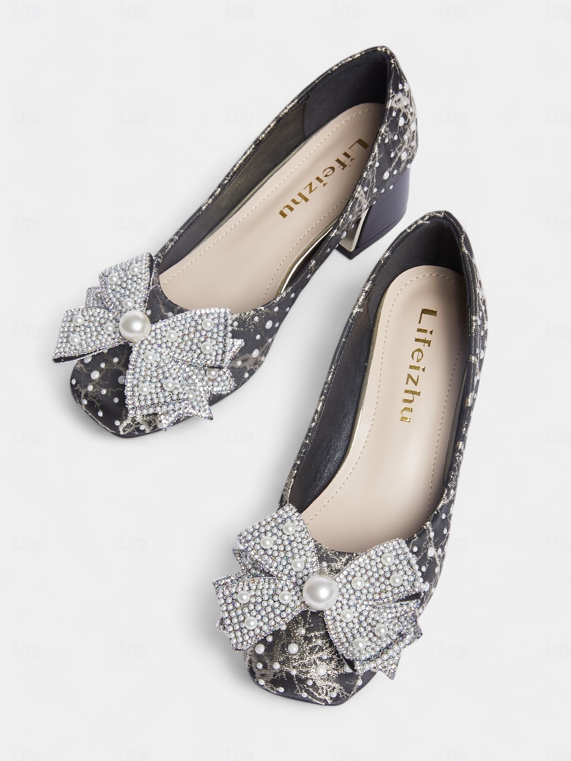 Mother of the Bride Block Heel Dress Pumps, Rhinestone Bow Pearl Accent Wedding Guest Heels for Ceremony & Reception, Black 2026 - $46.99 –P1