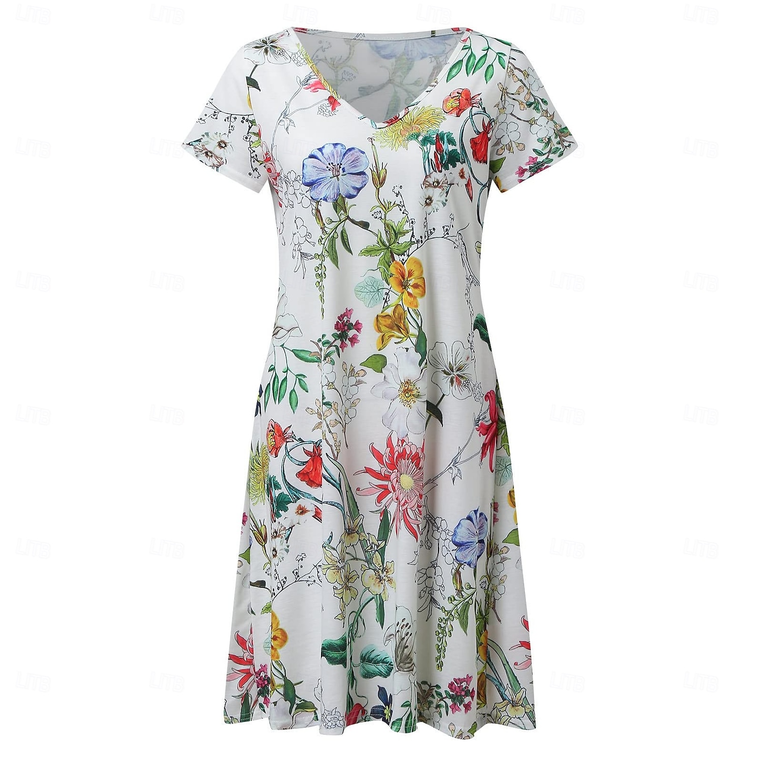 Women's Normal EU / US Size Midi Dress Long Sleeve Boho Dress Sundress Elegant Dress Elegant Bohemia Tropical Butterfly Sleeve Vacation Home Work Loose Fit Floral Geometric Short Sleeve V Neck Black 2025 - $23.99 –P6