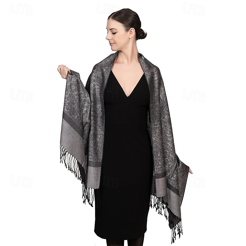 Écharpe châle pashmina en cachemire soyeux Vimate - Écharpe pashmina jacquard double face douce pour femme pour robe de soirée châle de voyage de 2025 ? $26.99 –P31