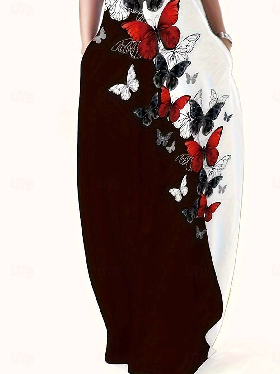 Damskie Sukienka midi Codzienne sukienki Sukienka A line Letnie sukienki Sukienka na ramiączkach Elegancki Codzienny Urlop Codzienny Regularny Motyl Bez rękawów Dekolt w kształcie litery U Czarny Lato 2025 - $28.99 –P4