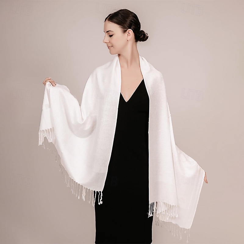 Écharpe châle pashmina en cachemire soyeux Vimate - Écharpe pashmina jacquard double face douce pour femme pour robe de soirée châle de voyage de 2025 ? $26.99 –P37