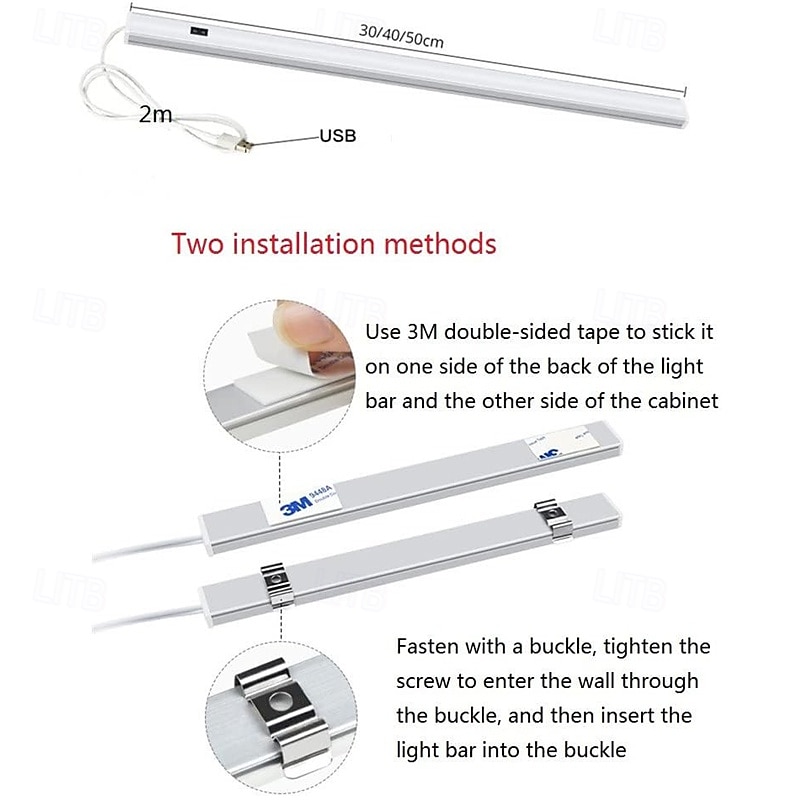 2Pack Cabinet Lights USB Powered Smart LED Kitchen Light Hand Sweep Sensor Light High Brightness Backlight for Cabinet Wardrobe Drawer Sensor Light 30/40cm 2025 - $27.99 –P1