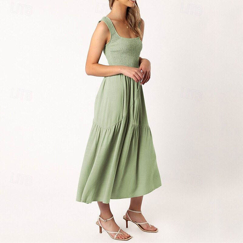 Femmes Robe Midi Robe de remise des diplômes Robe Décontractée Robe trapèze Robe d'été Élégant Occasionnel Vacances Quotidien Date Coupe régulière Uni Sans manches Col Rond Noir Blanche Vert Claire de 2025 ? $29.99 –P11