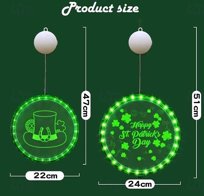 St. Patrick's Day Decorative Window Light - Battery Powered Suction Cup Hanging Light for Irish Festival Decoration 1pc 2025 - $19.49 –P15