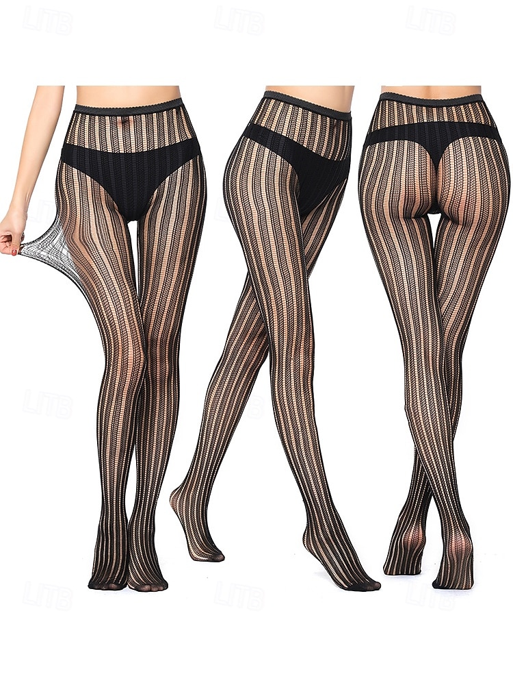 Комплект из 2 пар женских колготок в сеточку с кружевным узором – прозрачные колготки с шевронным и цветочным узором для вечеринок, клубной одежды и моды 2026 - $9.99 –P1