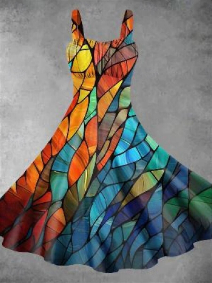 Жен. Платье средней длины Летнее платье Стиль На каждый день Отпуск Дом Свидание Плотное облегание Графика Без рукавов На бретелях Желтый Розовый Красный Бордовый Лето 2025 - $29.99 –P5