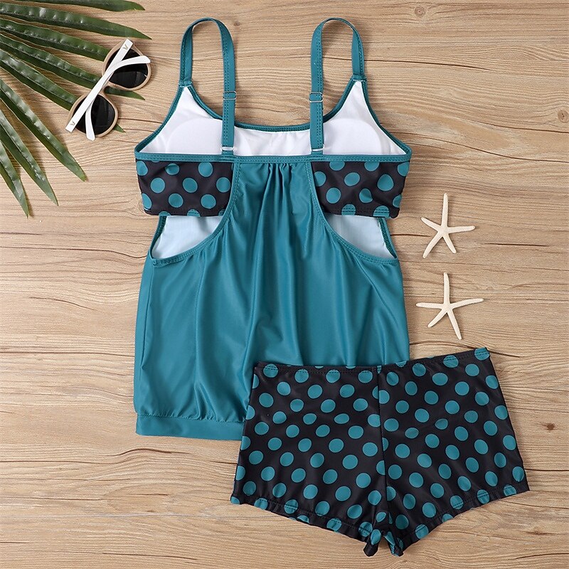 Femme Tankini Maillot De Bain Deux Pièces Bretelles Croisées Maillots de Bain Tache Maillots de Bain Noir Rouge Respirable Séchage rapide Poids Léger Sans Manches - Natation Surf Plage Eté Printemps de 2025 ? $26.99 –P13