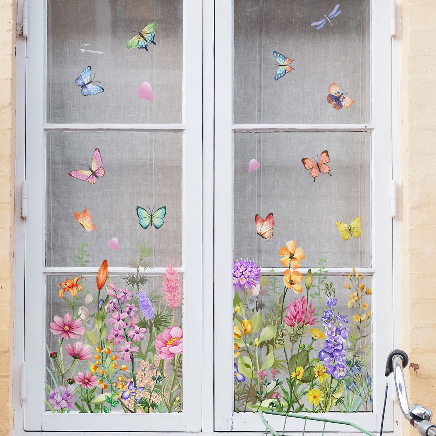 adesivo per finestra bouquet floreale adesivo da parete primaverile colorato decorazione per finestra bifacciale, lavabile, riutilizzabile, perfetto per la casa &arredamento ufficio del 2026 a $11.99 –P3