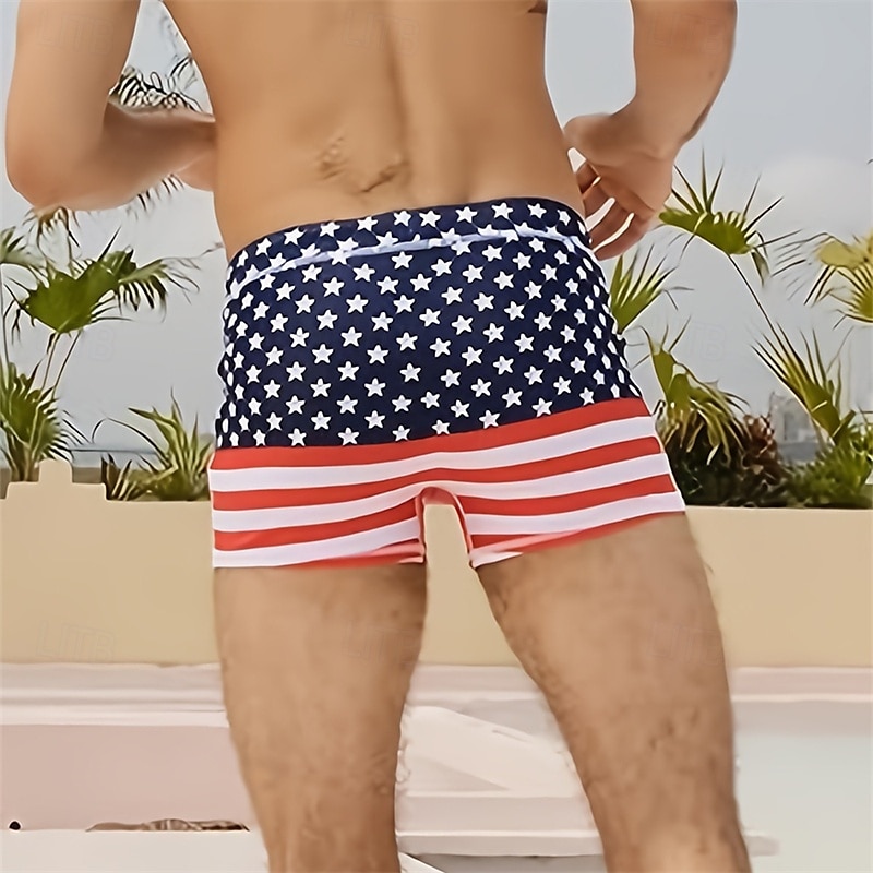 Herr Badshorts Badkläder Underdelar Snörning Simmning Surfing Strand Vattensport Tryckt Landsflagga Sommar Vår 2025 - $12.99 –P5