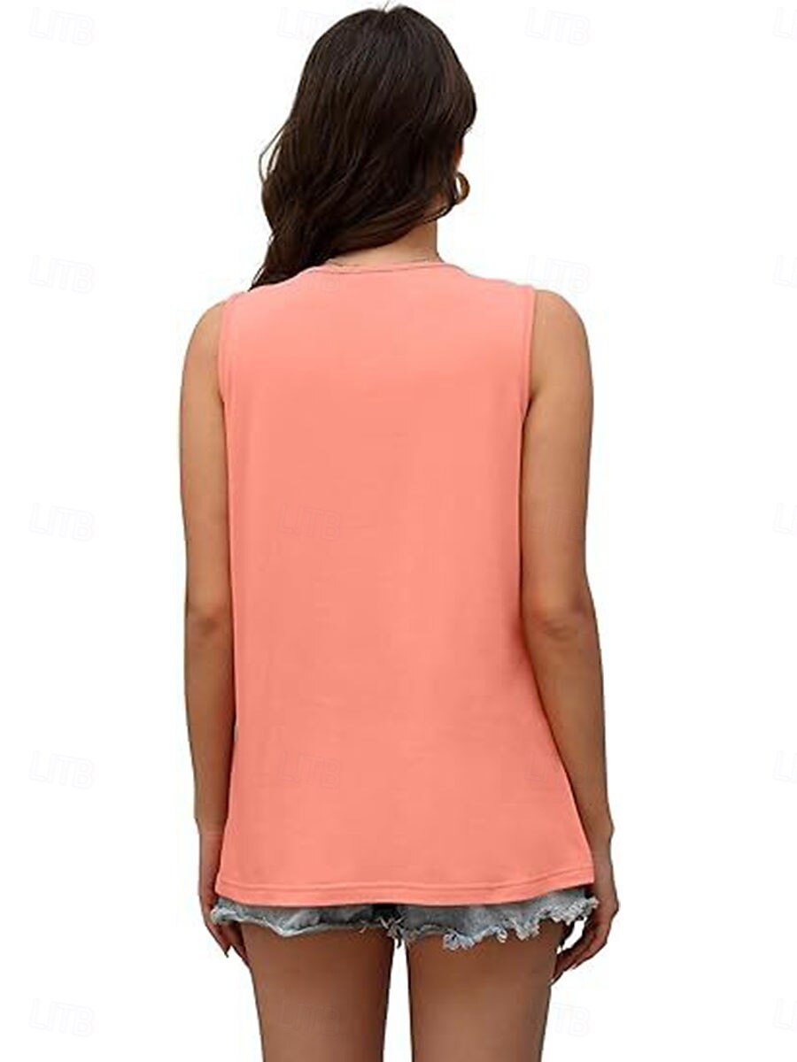 Dames Blouse Effen Kleur Basic Casual Mouwloos Strakke ronde hals Normale tops Dagelijks Met ruches Wit Blozend Roze Zomer 2025 - $22.99 –P2