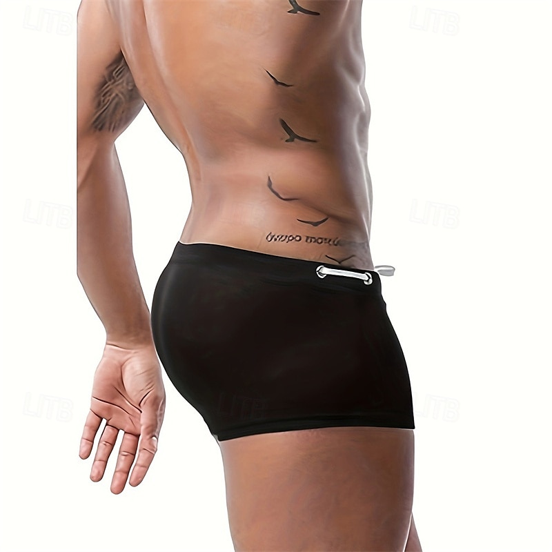 Herr Badshorts Badkläder Underdelar Snörning Simmning Surfing Strand Vattensport Solid färg Sommar Vår 2025 - $12.99 –P3