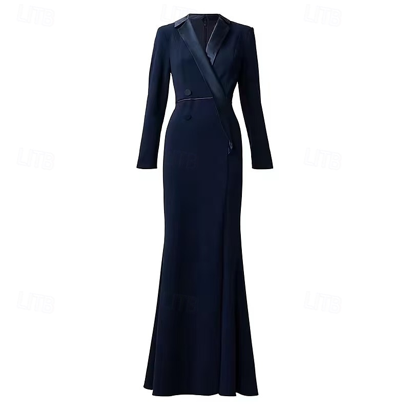 Abito Blazer Mermaide  Tromba Abito da Sera Abito Smoking Festa Serale Black Tie Gala Lunghezza A Terra Maniche Lunghe Collo a V Mercoledì Famiglia Addams Cotone Misto Schienale a Scala con Bottoni del 2025 a $169.99 –P4