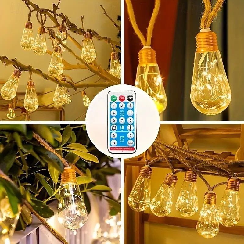 luci solari da campeggio all'aperto con telecomando – luci fatate impermeabili da 7 m e 16 LED per decorazioni da terrazza, vacanze, matrimoni, feste, giardini e balconi del 2025 a $90.99 –P5