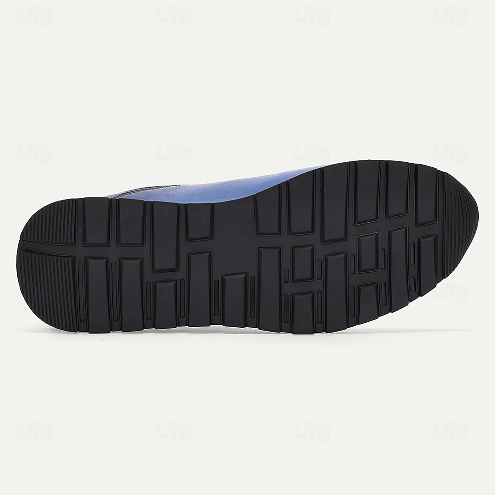 herrsneakers i premiumkohud - luddblå spetsfri design med vadderad sula för vardags- och utomhuskläder 2025 - $94.99 –P6
