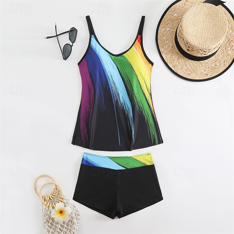 Femme Tankini Maillot De Bain Deux Pièces Maillots de Bain Maillots de Bain Jaune Bleu Respirable Séchage rapide Poids Léger Sans Manches - Natation Surf Plage Eté Printemps Grande Taille de 2025 ? $26.99 –P2