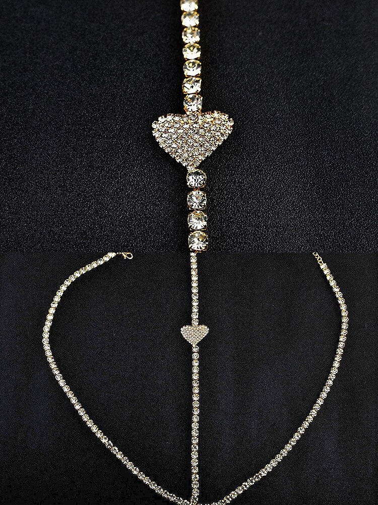 collana con catena per il corpo in strass da donna – ciondolo a cuore, scintillante gioiello a forma di Y per feste, abbigliamento da discoteca o eventi speciali del 2025 a $11.99 –P5