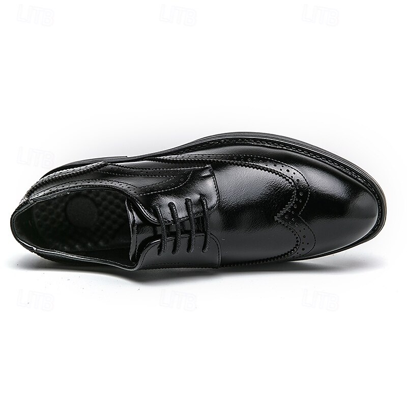 Herren-Oxford-Schuhe im Brogue-Stil mit Flügelkappe aus Kunstleder – klassisches Schnürdesign für formelle Anlässe, Business und Hochzeiten 2025 - $46.99 –P4