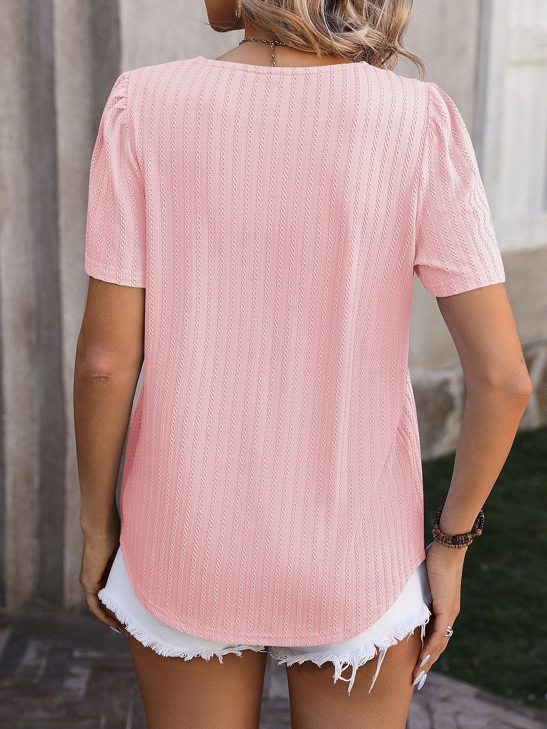 Women's Boho T-shirt Plain Bohemia Stylish Basic Short Sleeve Puff Sleeve Square Neck Regular Tops Daily Going out Weekend Dressy Tunic Black White Light Green Pink Royal Blue Summer 2025 - $21.99 –P14