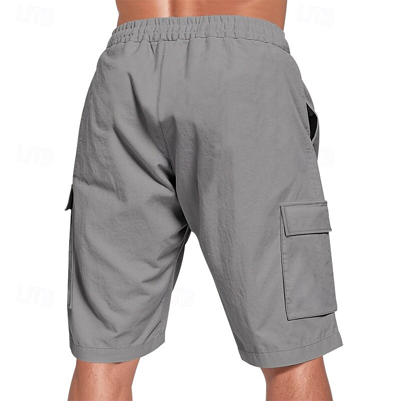 Men's Linen Shorts Summer Shorts Beach Shorts Pocket Drawstring Elastic Waist Plain Comfort Breathable Short Vacation Holiday Beach Hawaiian Boho Black White 2025 - $18.99 –P18