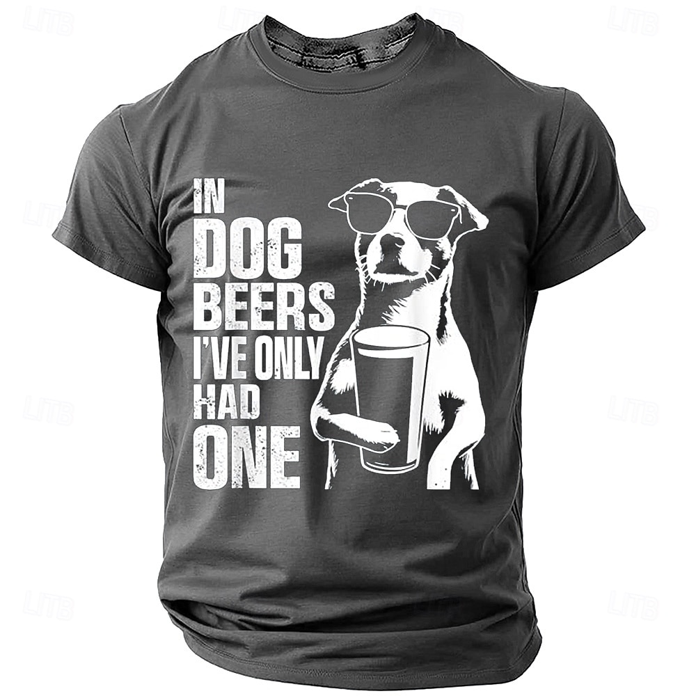 2025年 メンズTシャツ 面白い "犬のビールでは一杯しか飲んでない" ダジャレグラフィック、飲酒ユーモア、犬好きショートスリーブトップ  コレクション – $17.99 –P3