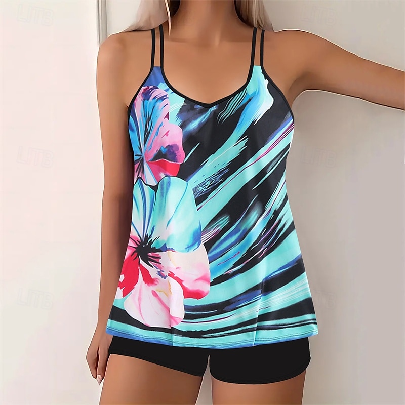 Femme Tankini Maillot De Bain Deux Pièces Maillots de Bain Maillots de Bain Jaune Bleu Respirable Séchage rapide Poids Léger Sans Manches - Natation Surf Plage Eté Printemps Grande Taille de 2025 ? $26.99 –P7