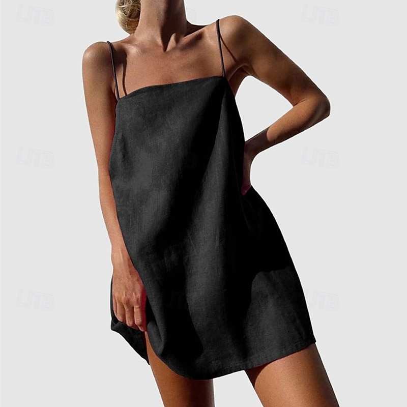 Pentru femei Rochie Lunga Rochie Maxi Rochii inspirate din in Rochie din in bumbac Rochie Slip Stilat Sexy Vacanță Zilnic Dată Fit regulat Simplu Fără manșon Scoateți gâtul Roz Deschis Negru Alb Roz 2025 - $22.99 –P4
