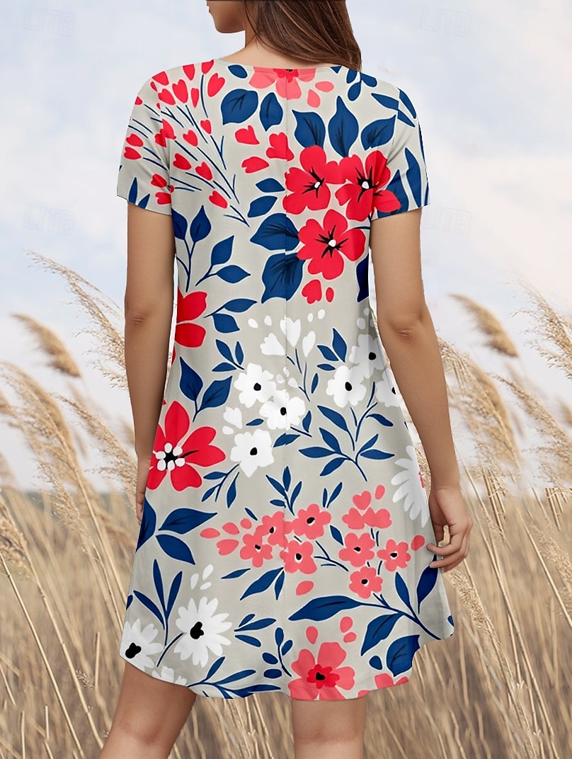 Női Mini Ruha Kicsi Ruha Póló Ruha Tee Ruha Szundress A Vonalú Ruha Elegáns Vintage Divatos Vakáció Kényelmes Napi Rendszeres Illeszkedés Virágminta Grafika Rövid Ujjú Kerek Nyakú Rózsaszín Nyár 2025 - $23.99 –P2
